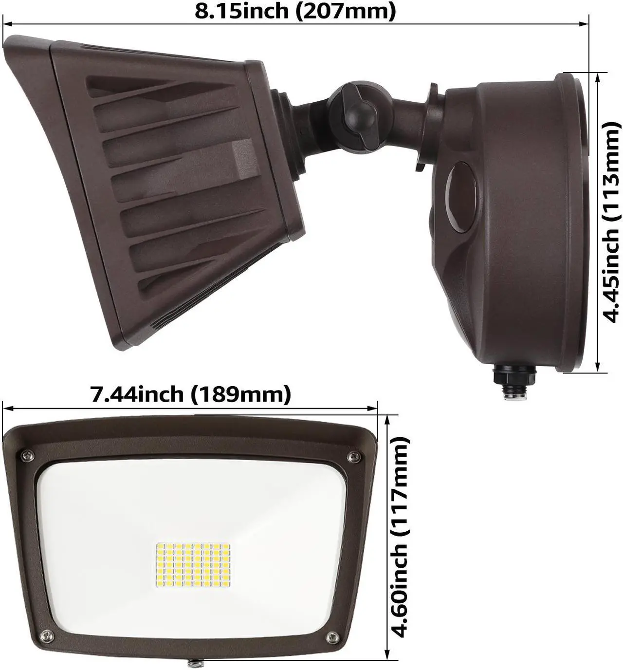 Alt view image 4 of 7 - LEONLITE LED Outdoor Flood Light, Dusk-to-Dawn (Photocell Included), 3400lm, Waterproof Security Floodlight, ETL-Listed Exterior Lighting for Yard, 5000K Daylight