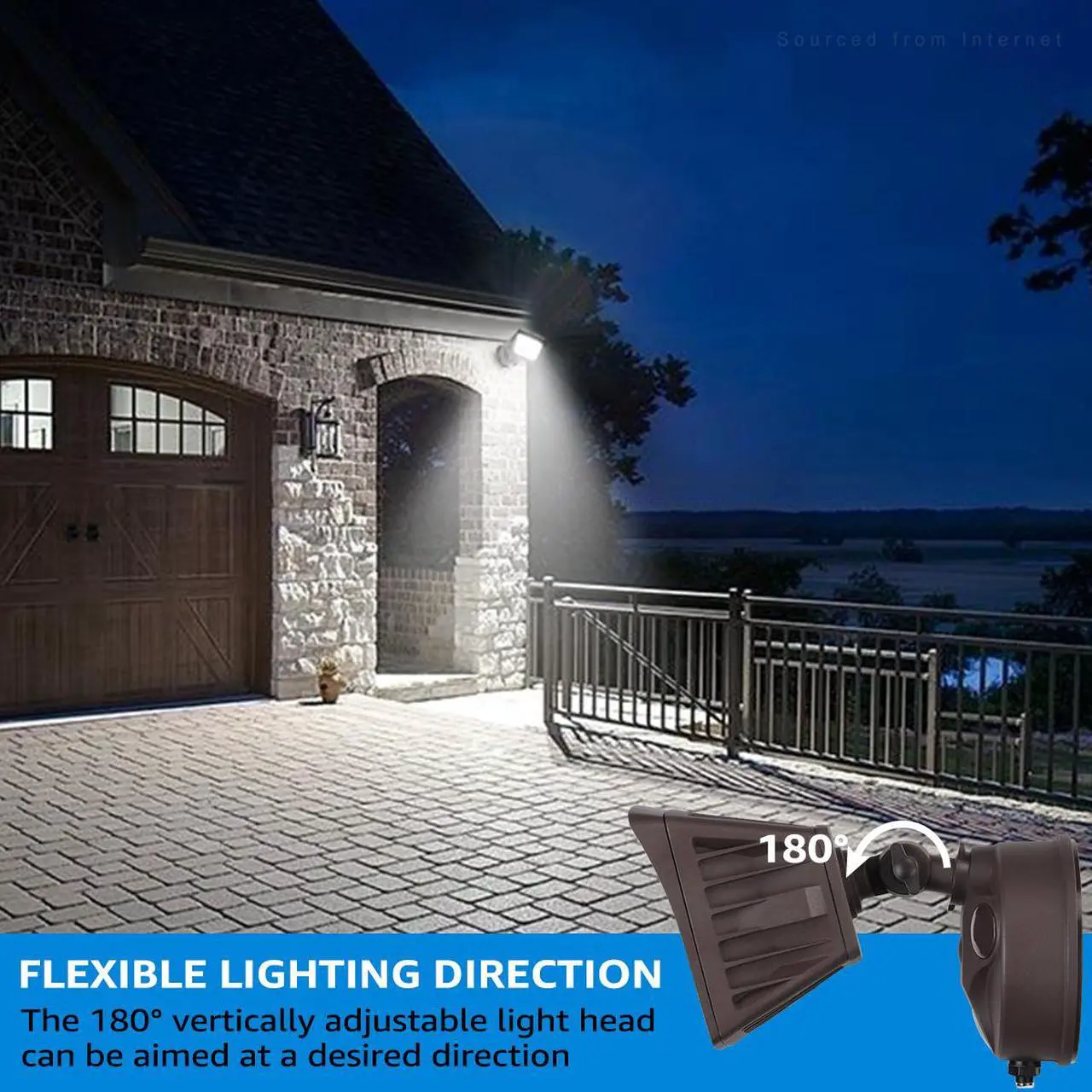 Alt view image 3 of 7 - LEONLITE LED Outdoor Flood Light, Dusk-to-Dawn (Photocell Included), 3400lm, Waterproof Security Floodlight, ETL-Listed Exterior Lighting for Yard, 5000K Daylight