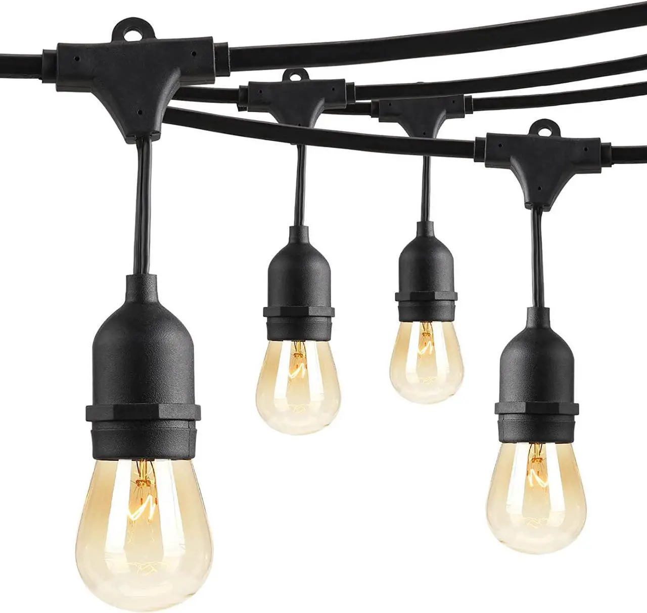 Main image of TORCHSTAR 50ft LED Outdoor String Lights, Extendable Vintage Retro Bulb Lighting, Hanging Light for Festivals, Events, 24 Sockets with Extra 12 Bulbs, Weatherproof Patio Grade, Garden, Balcony
