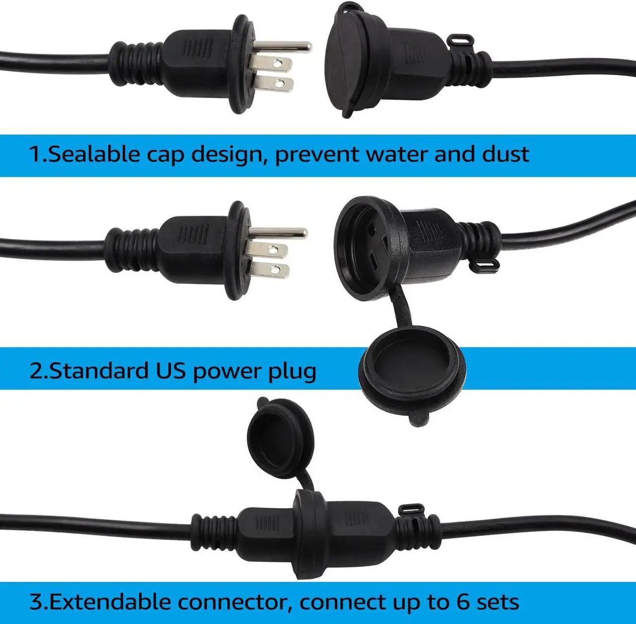 Alt view image 7 of 7 - TORCHSTAR 50ft LED Outdoor String Lights, Extendable Vintage Retro Bulb Lighting, Hanging Light for Festivals, Events, 24 Sockets with Extra 12 Bulbs, Weatherproof Patio Grade, Garden, Balcony