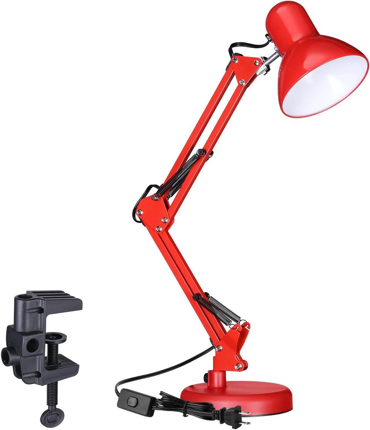 Main image of TORCHSTAR Metal Swing Arm Desk Lamp, Interchangeable Base Or Clamp, Classic Architect Clip On Study Table Lamp, Multi-Joint, Adjustable Arm, Red Finish