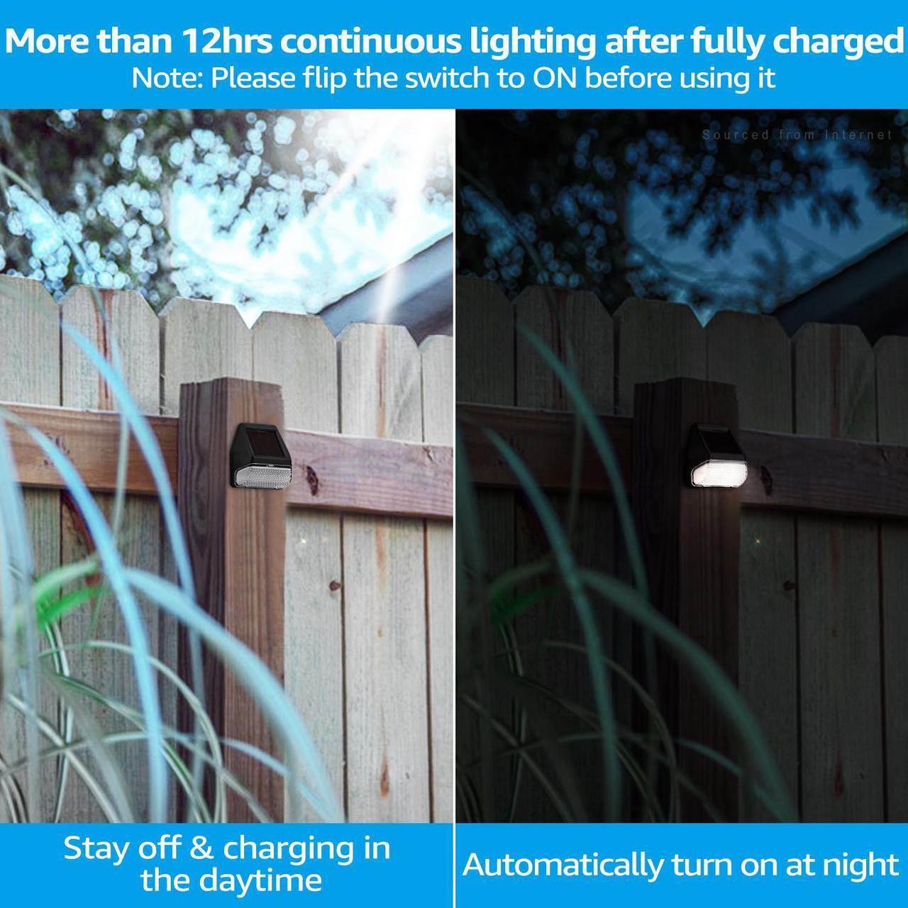 Alt view image 3 of 7 - TORCHSTAR Solar Deck Lights, Dusk-to-Dawn Solar Powered LED Fence Lights, 4000K Cool White, Waterproof Outdoor Step Light, Yard Stair Patio Decoration, Black, Pack of 6