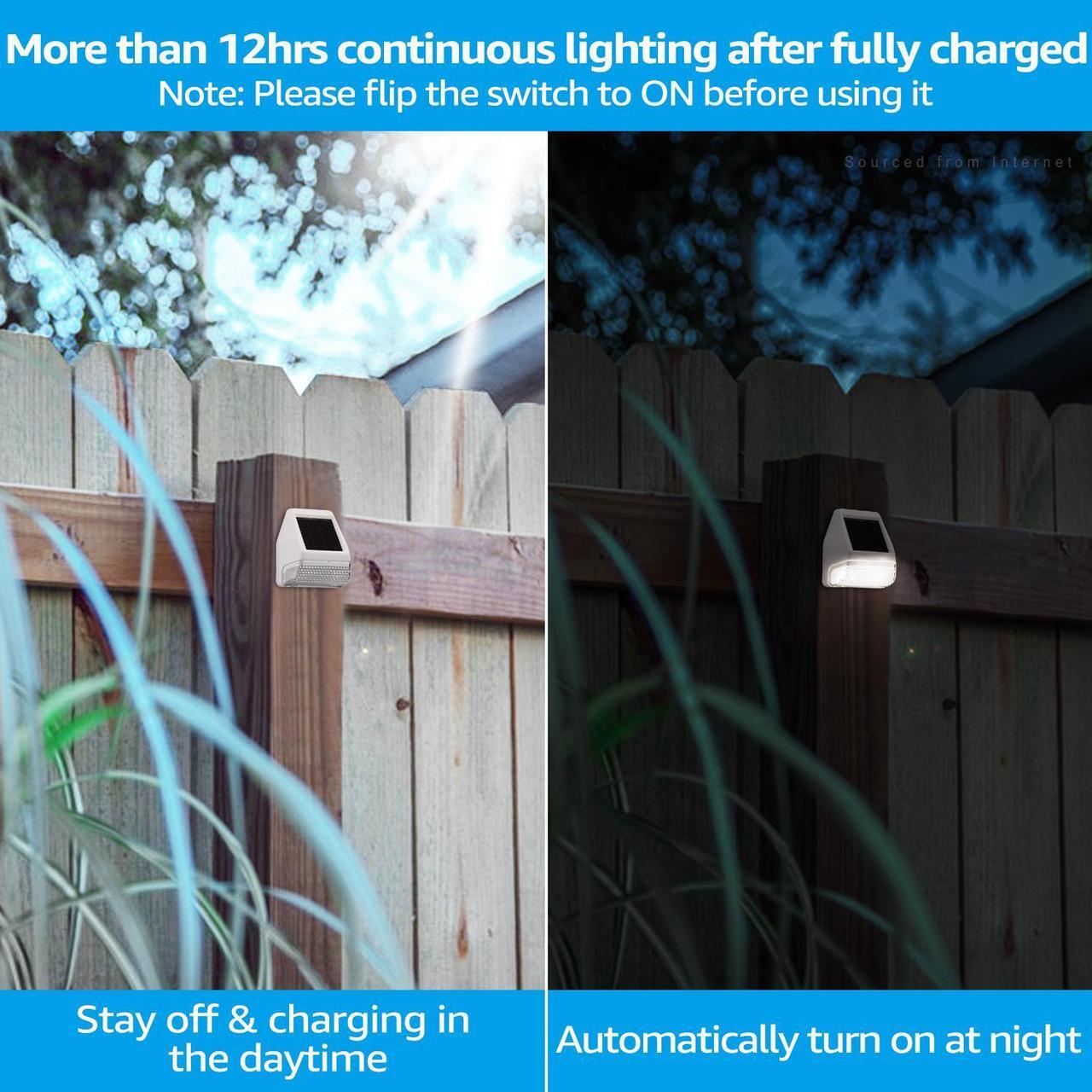Alt view image 3 of 7 - TORCHSTAR Solar Deck Lights, Dusk-to-Dawn Solar Powered LED Fence Lights, 4000K Cool White, Waterproof Outdoor Step Light, Yard Stair Patio Decoration, White, Pack of 6