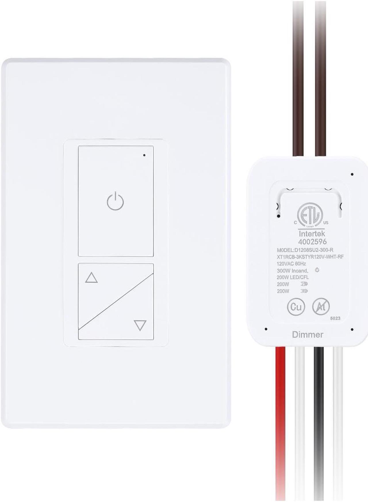 Main image of TORCHSTAR 120V Dimmer Switch, Wireless Light Switch and Receiver Kit, No in-Wall Wiring Required, Remote Control for Ceiling Lights, Fans, Lamps, 100 Ft RF Range, ETL listed