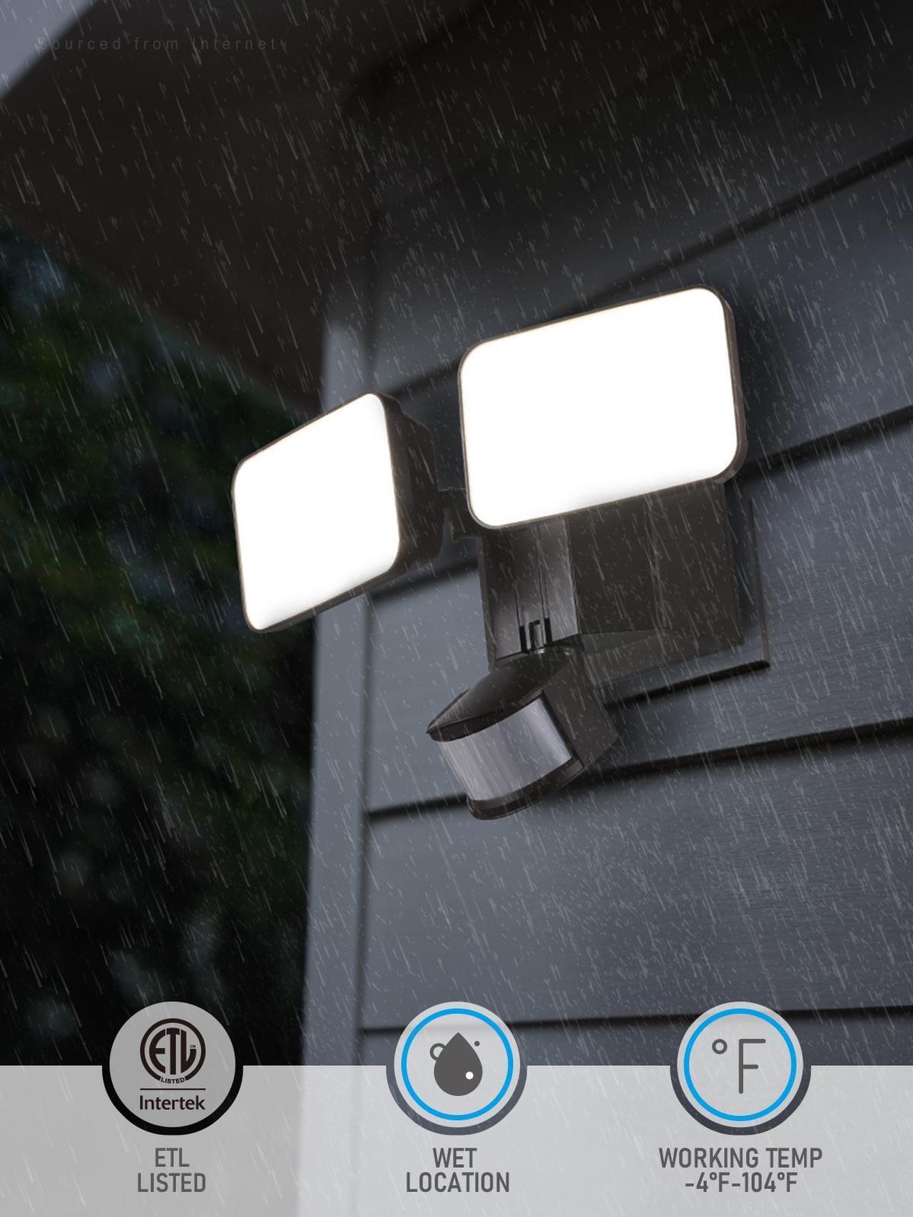 Alt view image 7 of 7 - LED Security Light with GFCI Outlets& Motion Sensor, Dusk to Dawn, 5000K Daylight, Bronze