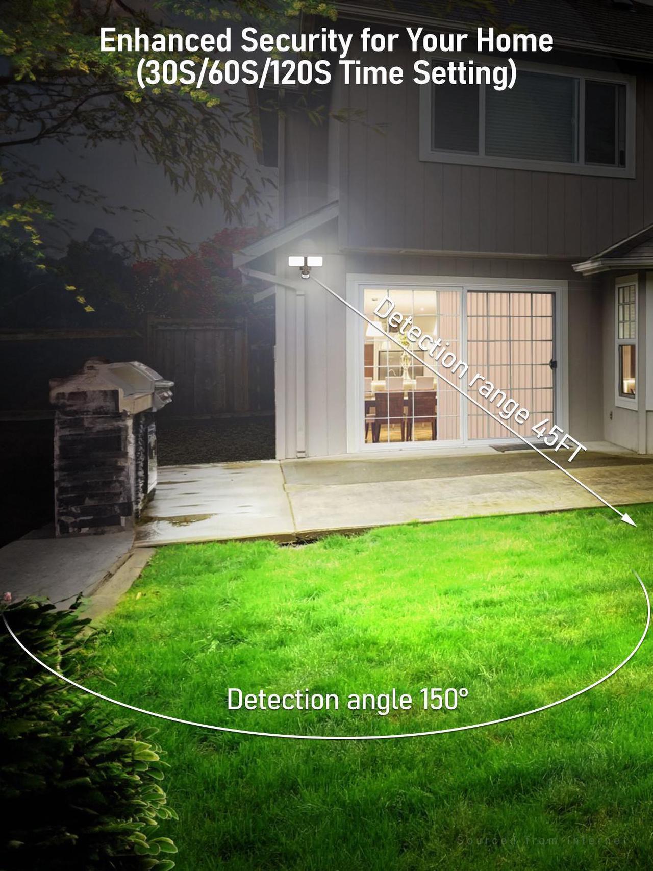 Alt view image 2 of 7 - LED Security Light with GFCI Outlets& Motion Sensor, Dusk to Dawn, 5000K Daylight, Bronze