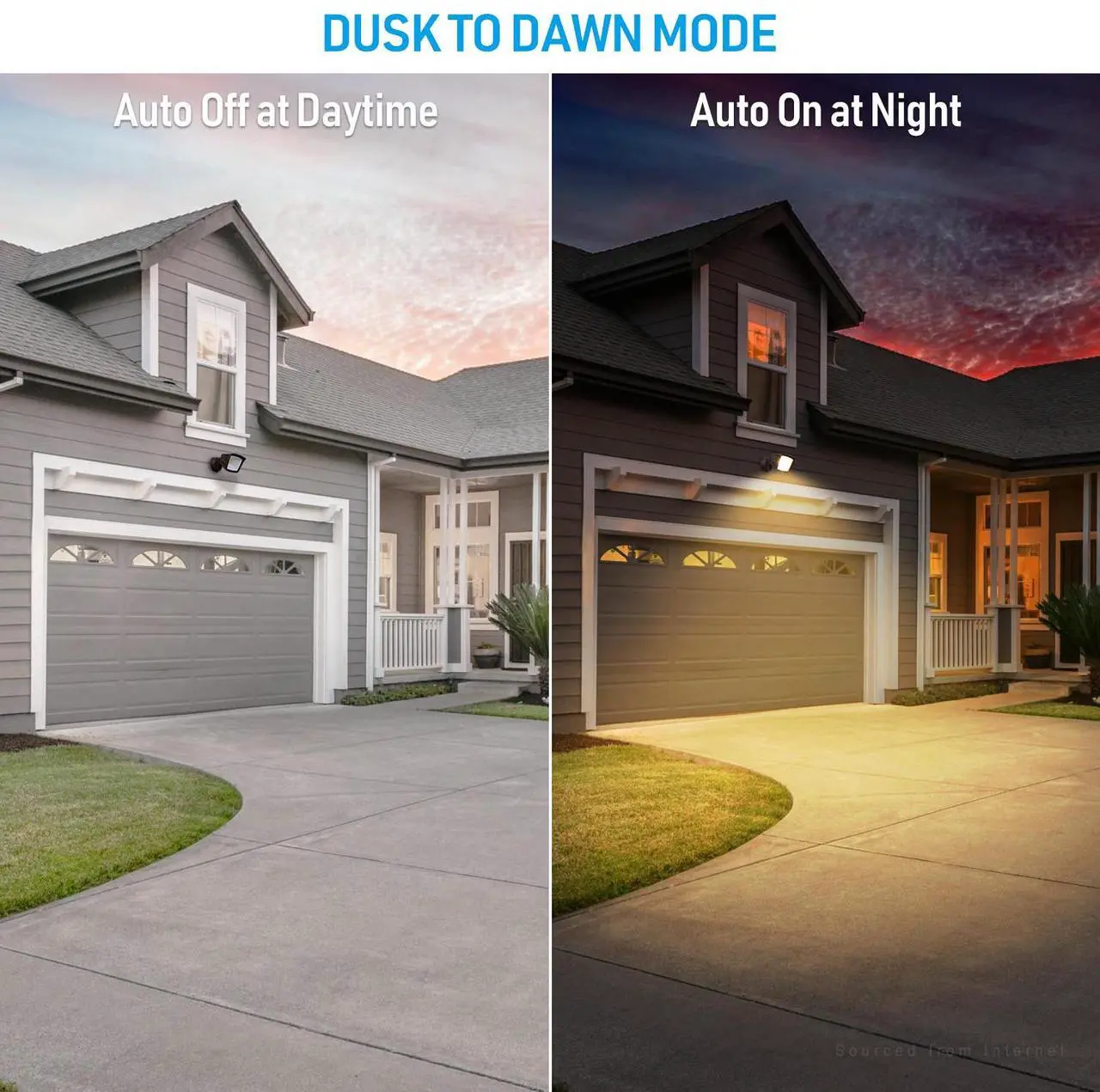 Alt view image 3 of 6 - LEONLITE LED 3CCT Flood Light Dusk to Dawn, 40W Sensor Security Light, 3000K/4000K/5000K Selectable, Adjustable Head, Bronze