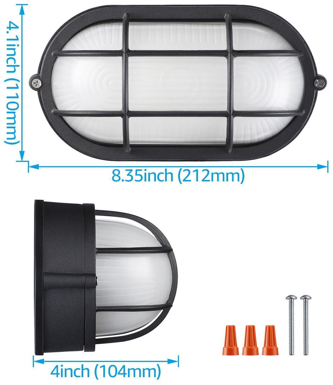 Alt view image 6 of 7 - 4 Pack Outdoor Bulkhead Light, Nautical 4 Inch Marine Wall Lights, E26 Socket, Aluminum Housing, Wet Location, Flush Mount for Wall or Ceiling, Bulbs Not Included, Black