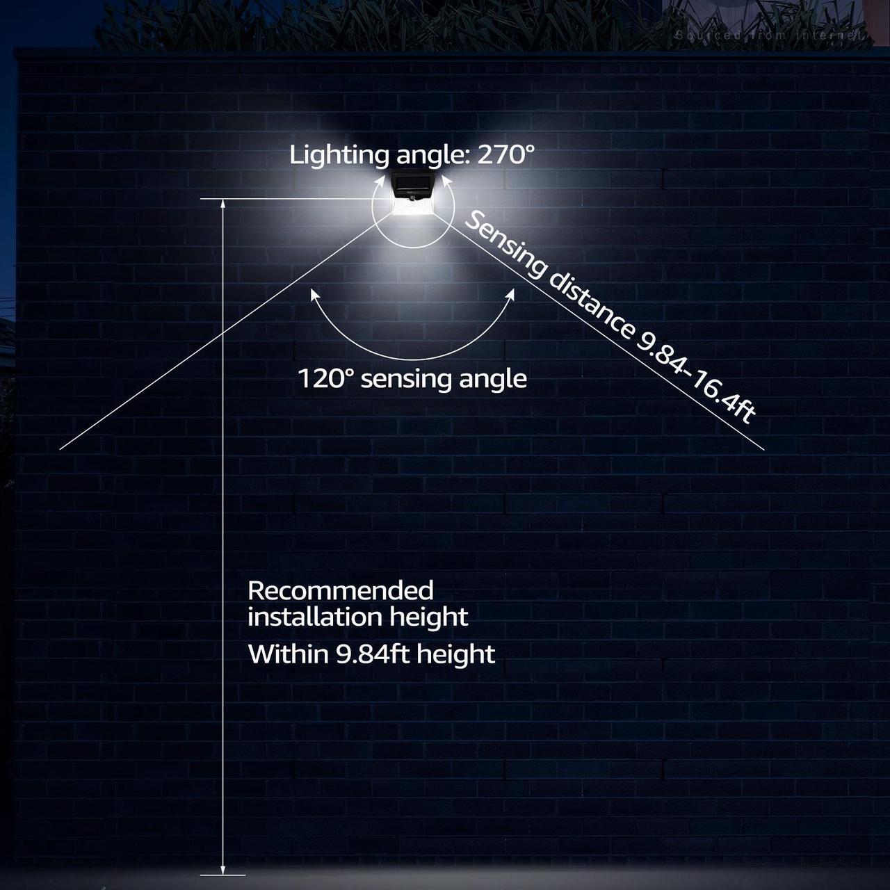 Alt view image 4 of 7 - 4 Pack 40 LED Outdoor Solar Lights, Wireless Solar Motion Sensor Light,  6500K Pure White, Waterproof Security Lighting for Garage, Porch, Driveway, Patio, Black