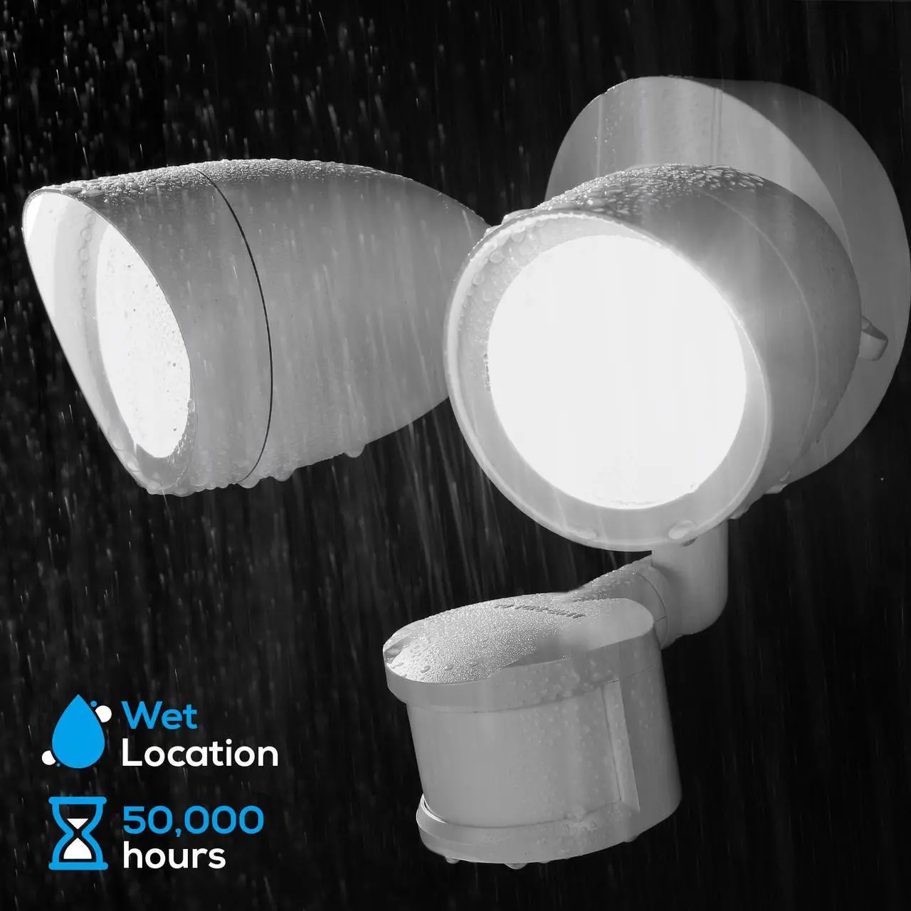 Alt view image 2 of 7 - LEONLITE 20W Dual-Head Motion-Activated LED Outdoor Security Light, 4 Modes Area Lighting, 20W (120W Equiv.), 1400lm, 5000K Daylight, White