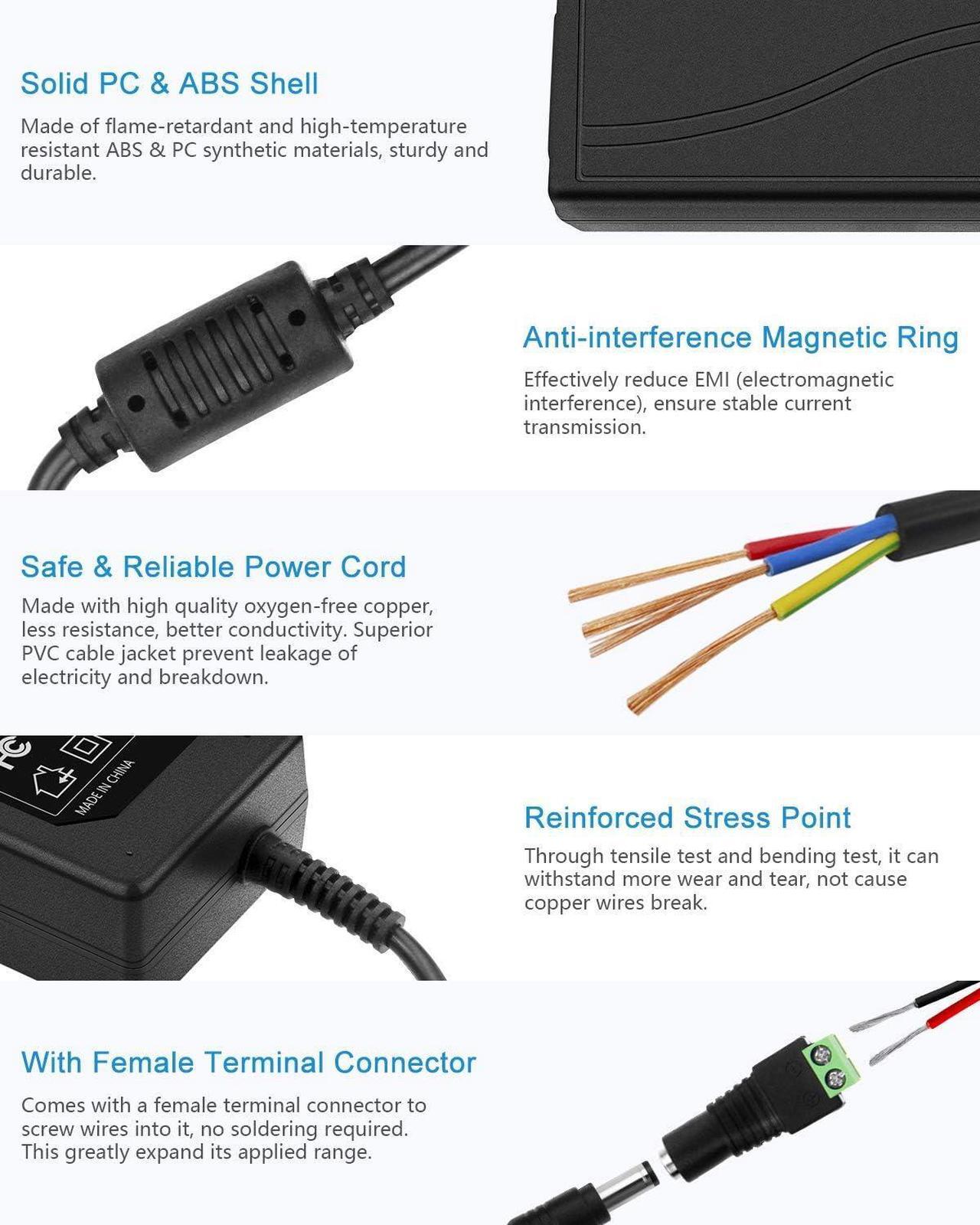 Alt view image 5 of 7 - ALITOVE 5V 8A 40W AC to DC Adapter Power Supply Converter Transformer 5.5x2.1mm Plug AC 100V~240V Input for WS2812B WS2811 SK6812 LED Pixel Strip Light CCTV Camera Security System