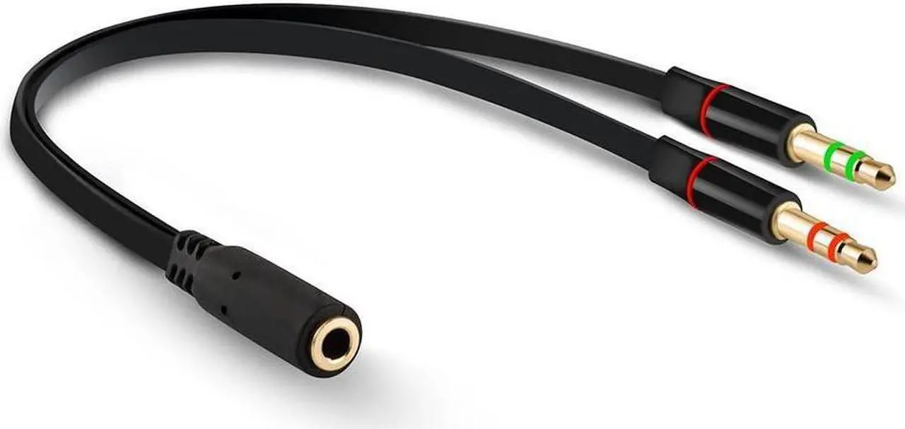 Alt view image 2 of 7 - Headphone Splitter for Computer 3.5mm Female to 2 Dual 3.5mm Male Mic Audio Y Splitter Cable Smartphone Headset to PC Adapter
