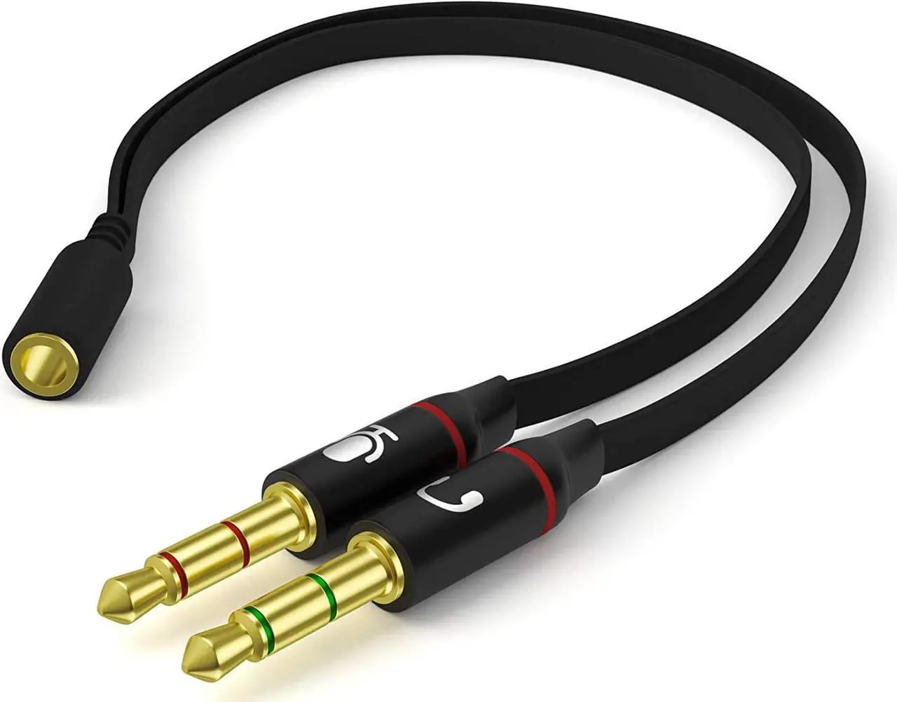 Alt view image 7 of 7 - Headphone Splitter for Computer 3.5mm Female to 2 Dual 3.5mm Male Mic Audio Y Splitter Cable Smartphone Headset to PC Adapter