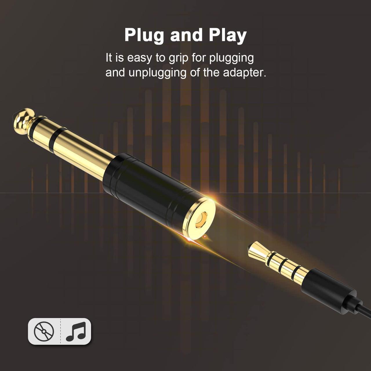 Alt view image 4 of 7 - 1/4 Male to 1/8 Female Stereo Audio Adapter Converter Upgrade 6.35mm Jack Stereo Socket to 3.5mm Jack Stereo Plug for Guitar Headphones Amp Pure Copper 2-Pack