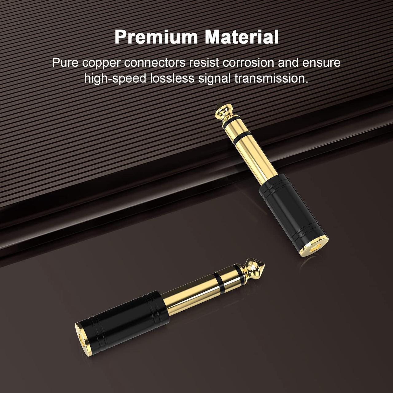 Alt view image 5 of 7 - 1/4 Male to 1/8 Female Stereo Audio Adapter Converter Upgrade 6.35mm Jack Stereo Socket to 3.5mm Jack Stereo Plug for Guitar Headphones Amp Pure Copper 2-Pack