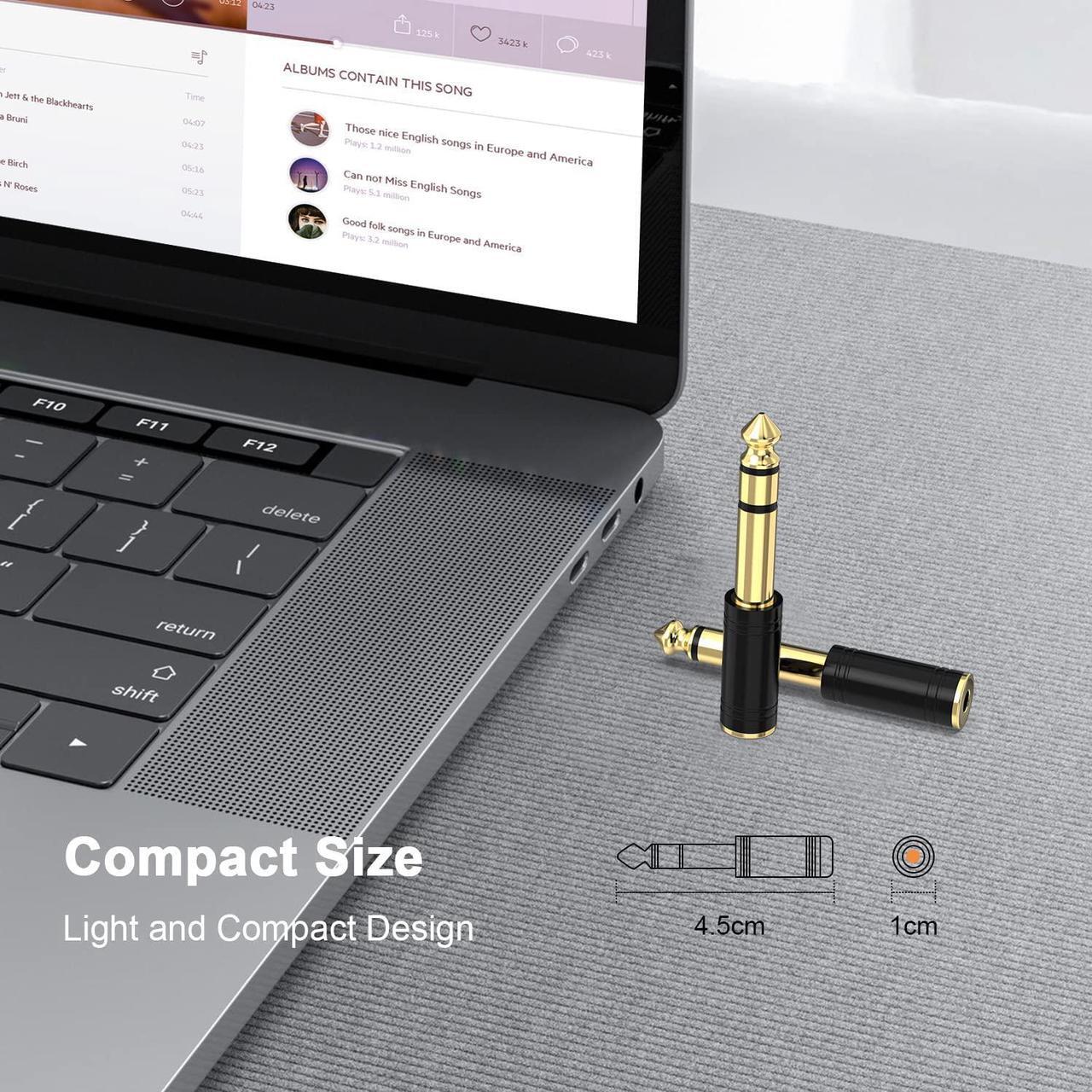 Alt view image 7 of 7 - 1/4 Male to 1/8 Female Stereo Audio Adapter Converter Upgrade 6.35mm Jack Stereo Socket to 3.5mm Jack Stereo Plug for Guitar Headphones Amp Pure Copper 2-Pack