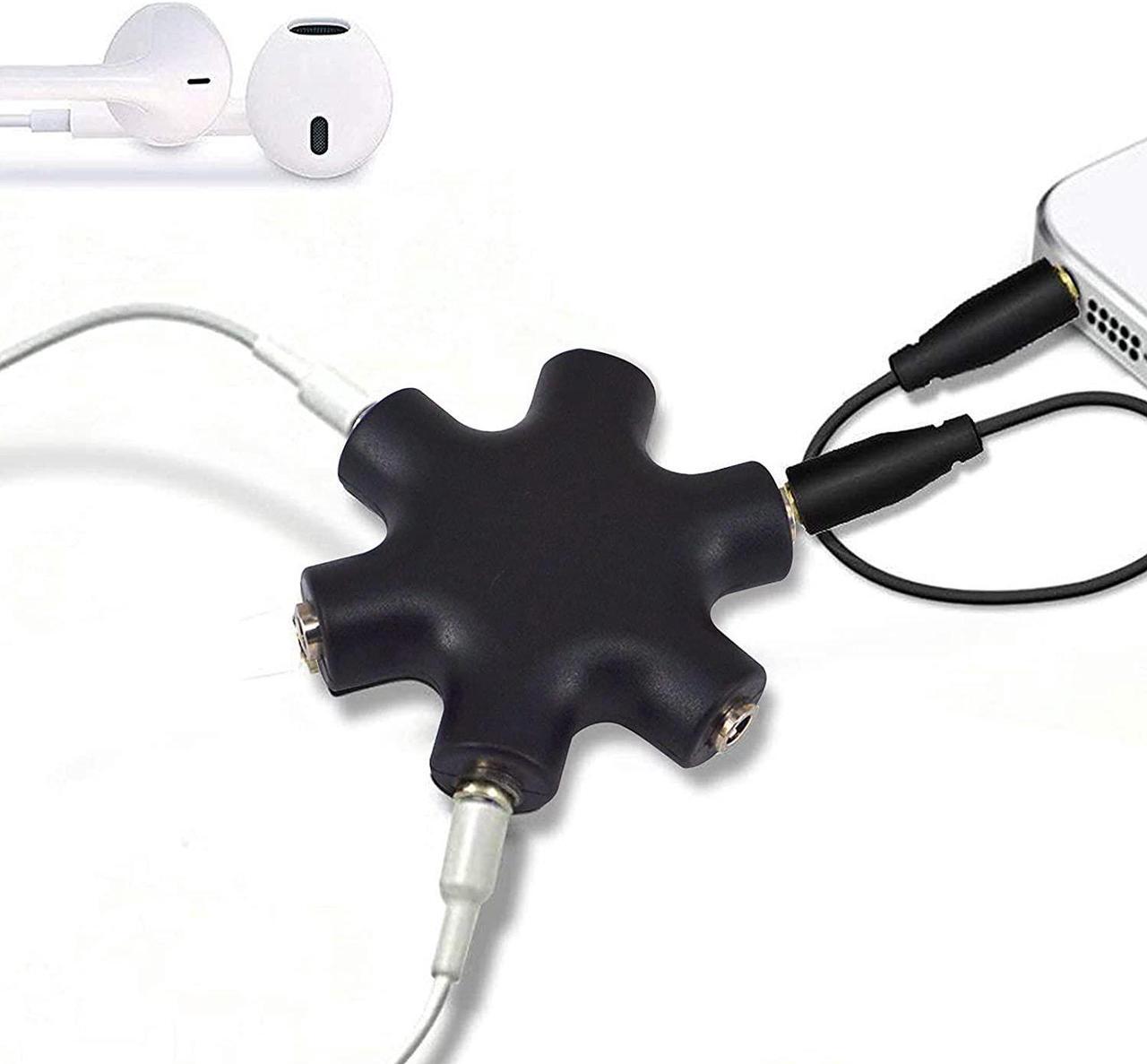 Alt view image 3 of 7 - Headphone Splitter 5-Jack 3.5 mm Audio Headphone Splitter Stereo Audio Headset Adapter Audio Earbuds Earphones Plug 5 Way 1 Male to 4 Female Splitter with 3.5mm Stereo Cable