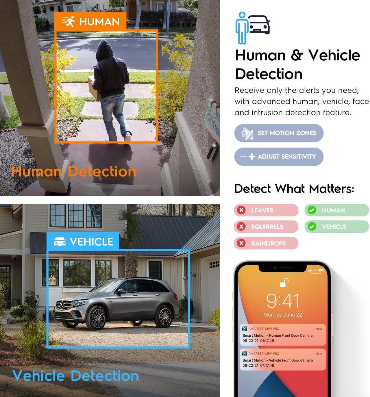 Alt view image 3 of 7 - Amcrest 4K POE Camera AI Human/Vehicle Detection, UltraHD 8MP Outdoor Security Turret POE IP Camera, 3840x2160, Wide Angle, IP67 Weatherproof, Built in Mic, White (IP8M-T2669EW-AI) (Refurbished)