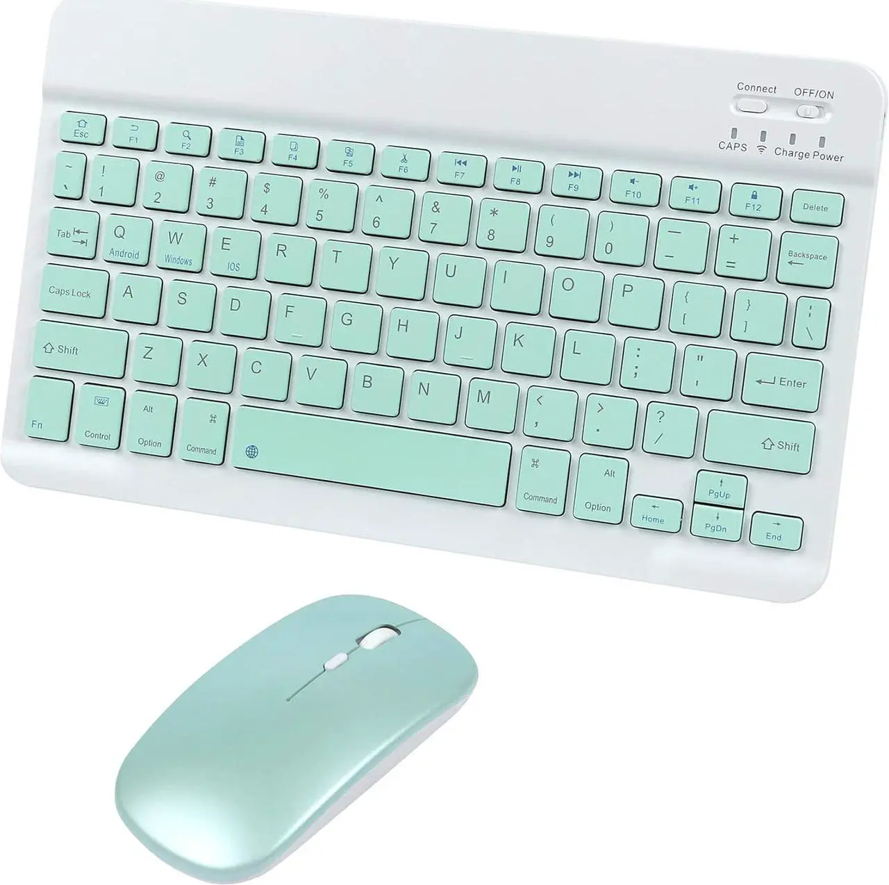 Main image of Bluetooth Wireless Keyboard and Mouse Combo,Ultra-Slim Ergonomic Small Rechargeable Bluetooth Keyboard Mouse Set for Apple iPad iPhone Samsung Tablet Phone Android PC Computer Mac Smartphone(Green)