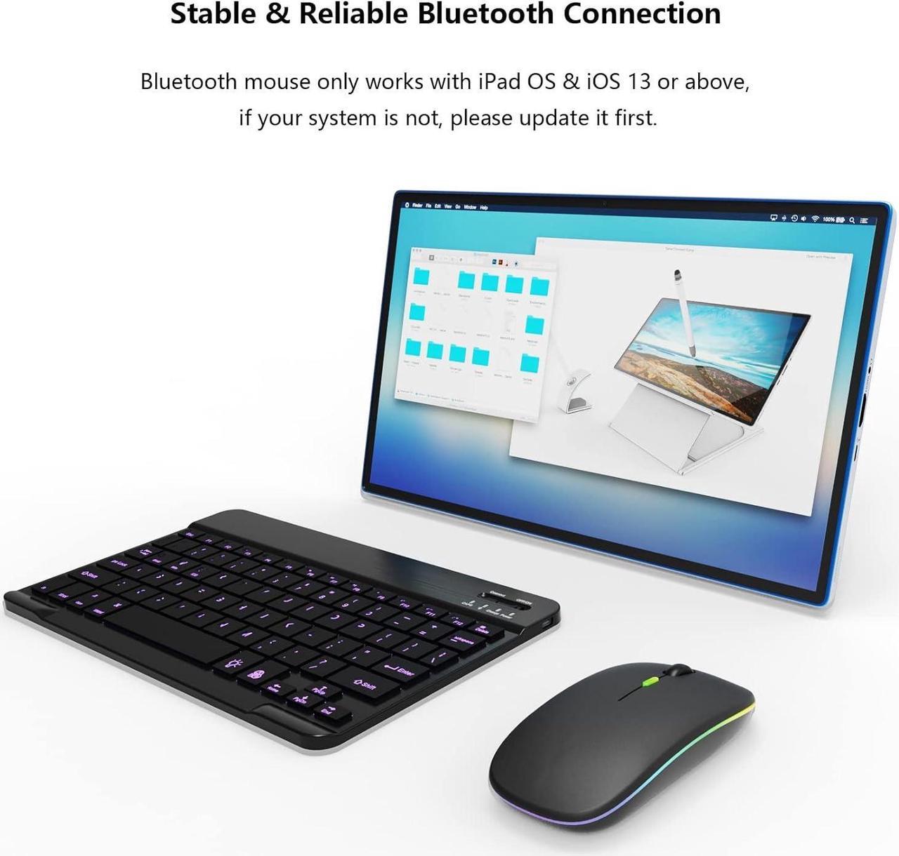 Alt view image 4 of 7 - Backlit Bluetooth Keyboard and Mouse Combo for iPad Air Pro Mini Tablet iPhone Android Samsung Smartphone Cell Phone Rechargeable Ultra Slim Wireless Keyboard Mouse Portable iPadOS 13 & Above (Black)