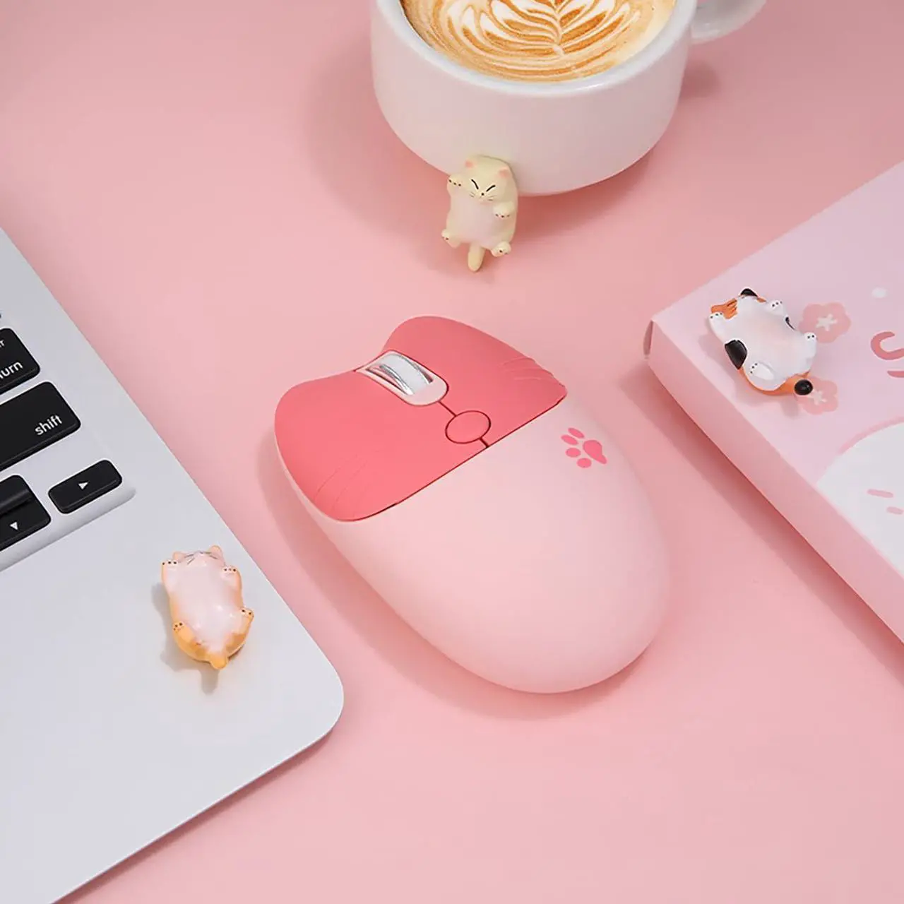 Alt view image 6 of 7 - Cute Cat Keyboard and Mouse Combo Wireless, Kawaii Keyboard and Mouse for Girls and Kids, Soundless Colorful Keys, Compatible with Notebook, PC (Pink-84Keys)