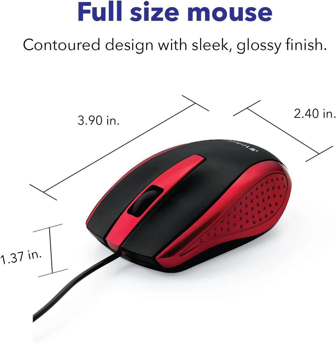 Alt view image 4 of 7 - Wired USB Computer Mouse - Corded USB Mouse for Laptops and PCs - Right or Left Hand Use Red 99742 1.4 x 2.4 x 3.9