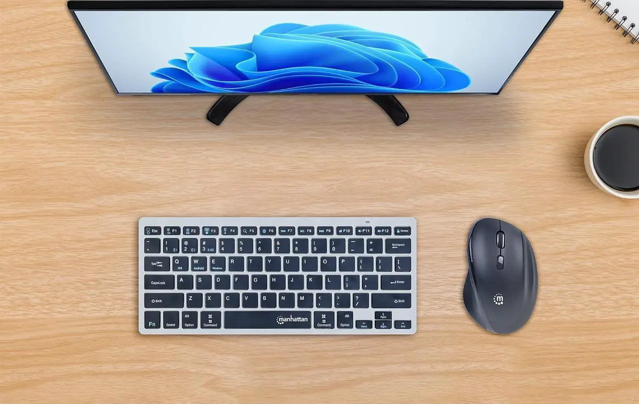 Alt view image 7 of 7 - MANHATTAN Wireless Ergonomic Mouse  2.4 GHz RF, 800/1200/1600 dpi, Six Buttons with Scroll Wheel, USB-A & USB-C 2-in-1 Receiver Dongle  for Laptop, Computer, PC - 3 Yr Mfg Warranty  190237