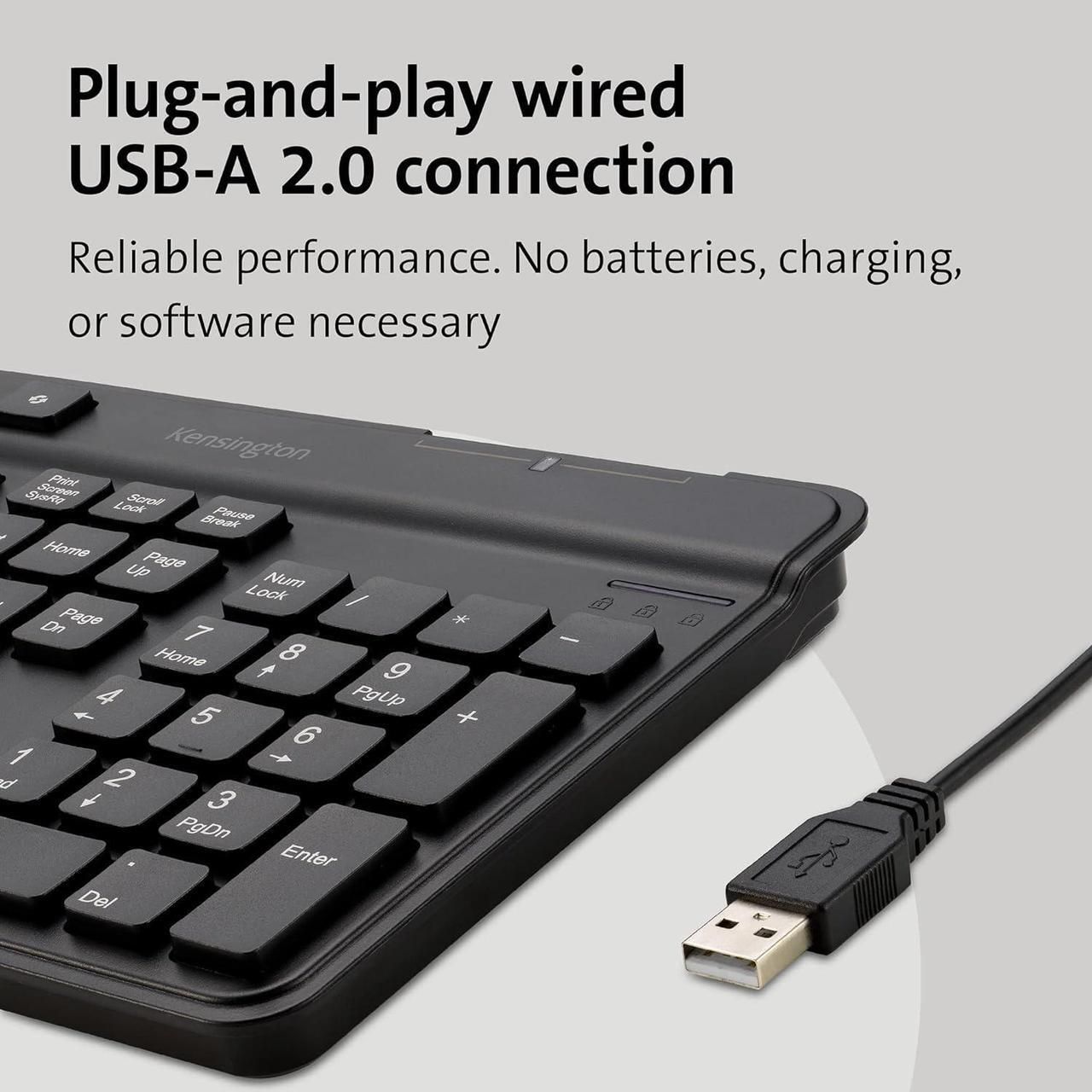 Alt view image 3 of 6 - Kensington Simple Solutions Wired Keyboard with Smart Card Reader (CAC) (K55115US),Black