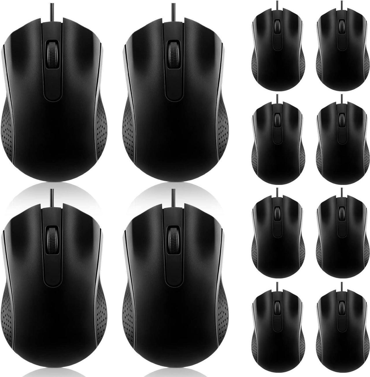Main image of 12 Pcs Wired Computer Mouse Bulk Cord USB Computer Mice Ergonomic Wired Mouse for Pcs Computers Laptops Gaming Office Home Supplies(Black)