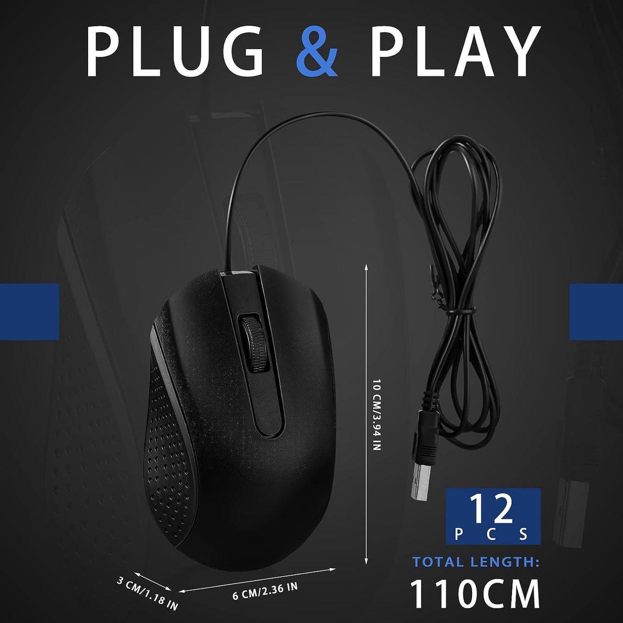 Alt view image 2 of 6 - 12 Pcs Wired Computer Mouse Bulk Cord USB Computer Mice Ergonomic Wired Mouse for Pcs Computers Laptops Gaming Office Home Supplies(Black)