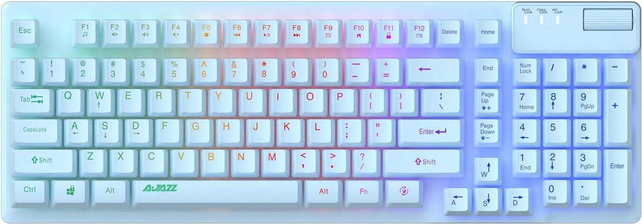 AF981 Wired 99Keys Computer Keyboard, Quite Brown Mechanical Feeling Membrane Gaming Keyboard, Colorful Backlit, Volume Scroll Wheel for PC Laptop, Blue