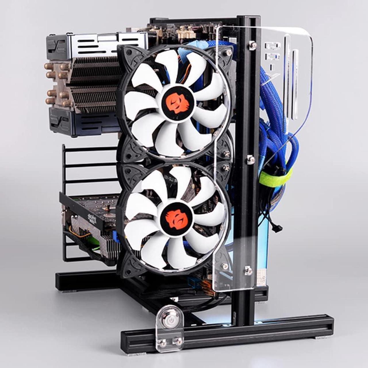 Alt view image 2 of 7 - Open Air Case Frame Aluminum Alloy ATX PC Test Bench Motherboard Overclocking Computer PC Bare Frame Base Stand Open Air Computer Case Chassis (Black)