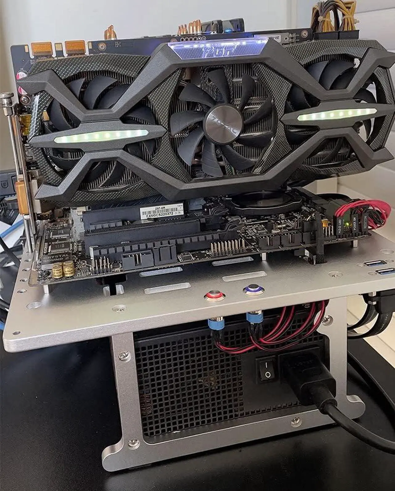 Alt view image 6 of 7 - EDIY Open Air ATX PC Frame HTPC Water Cooling Test Bench Aluminum Case Bare Overclocking DIY Computer Support Graphics Card, Silver
