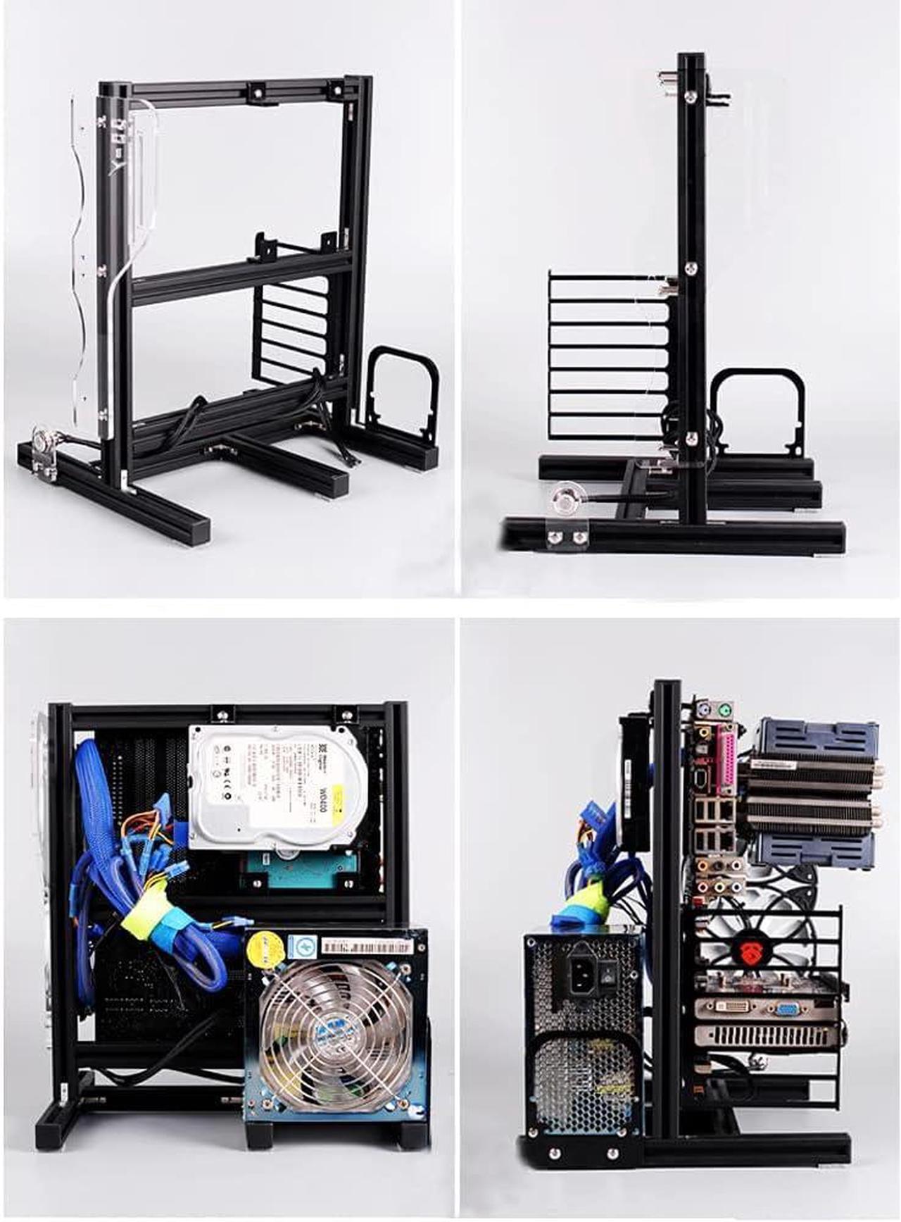 Alt view image 3 of 7 - Open Air Case Frame Aluminum Alloy ATX PC Test Bench Motherboard Overclocking Computer PC Bare Frame Base Stand Open Air Computer Case Chassis (Black)