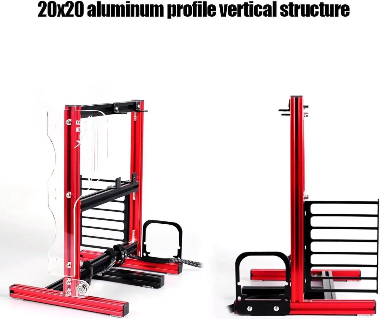 Alt view image 2 of 7 - Open Frame Pc Case,Electronic Products ATX M ATX Itx Open Chassis Vertical Overclocking Open Aluminum Frame Chassis Rack Black (Red)