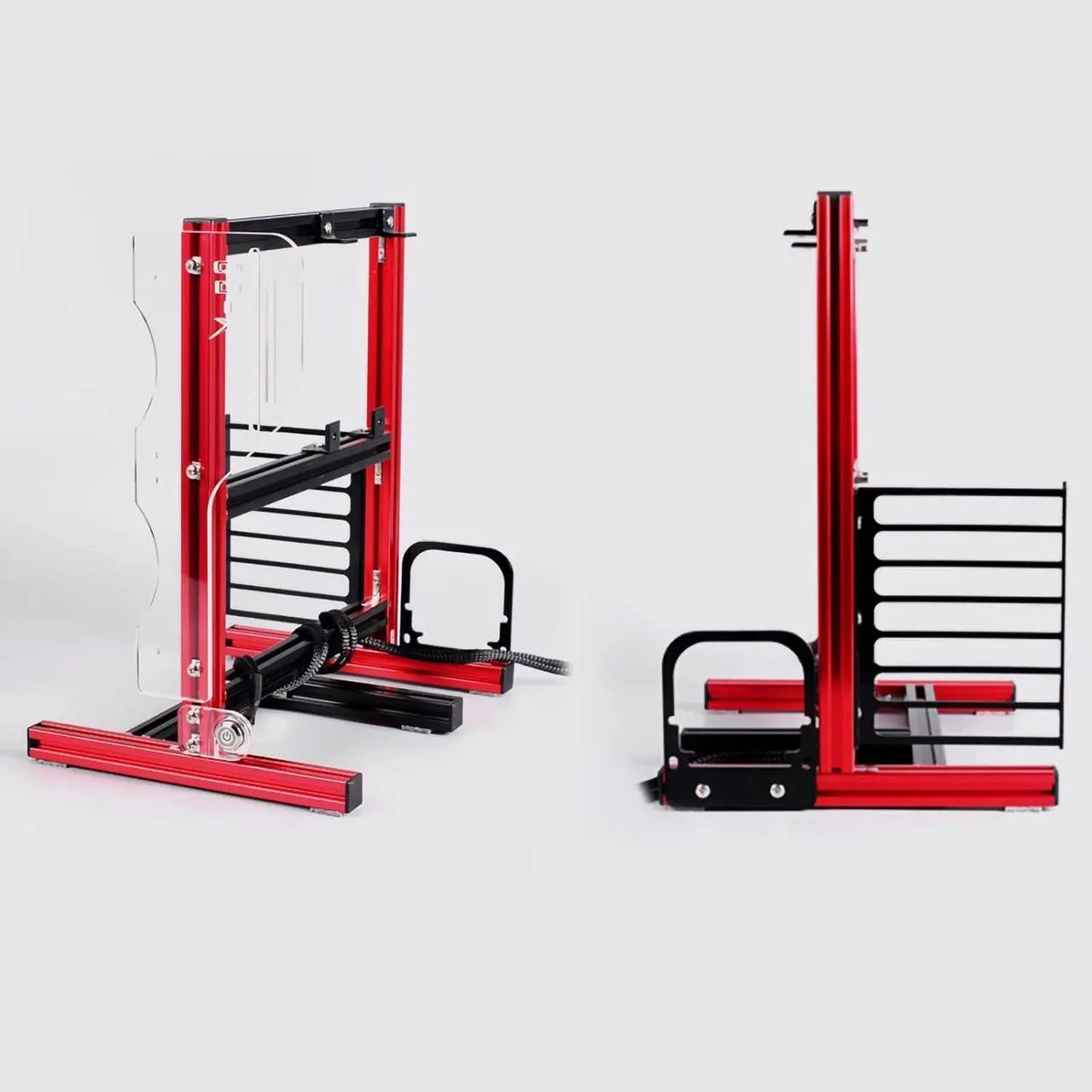 Alt view image 5 of 7 - Open Frame Pc Case,Electronic Products ATX M ATX Itx Open Chassis Vertical Overclocking Open Aluminum Frame Chassis Rack Black (Red)