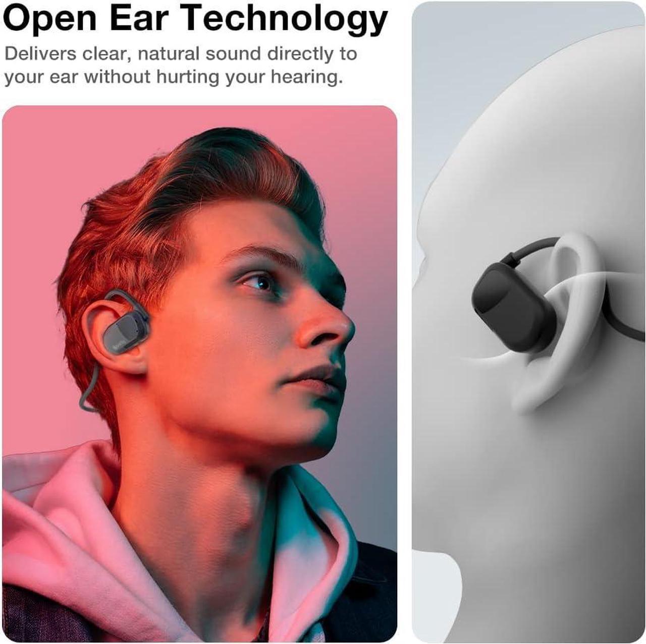 Alt view image 2 of 6 - Purity Air Open Ear Headphones - True Air Conduction Wireless Bluetooth Open Ear Earbuds with Dual Mic for iPhone/Android - Secured Long Wearing Comfort, Sports Sweat Resistant (Black/Black)