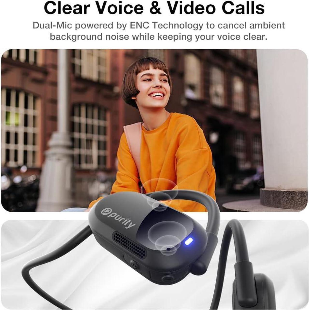 Alt view image 4 of 6 - Purity Air Open Ear Headphones - True Air Conduction Wireless Bluetooth Open Ear Earbuds with Dual Mic for iPhone/Android - Secured Long Wearing Comfort, Sports Sweat Resistant (Black/Black)