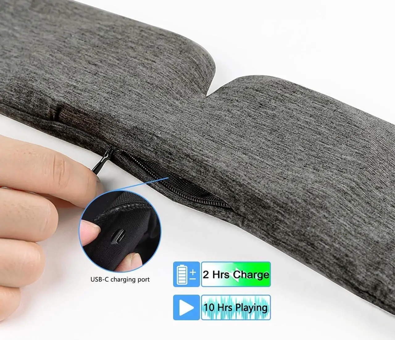 Alt view image 6 of 7 - ALASKA BEAR Sleep Headphone Headband Bluetooth 5.2 HD Stereo Noise Reduction Eye Contour Built-in Mask w/Thin Speakers Wireless Audio Sports Headgear(Dark Grey)