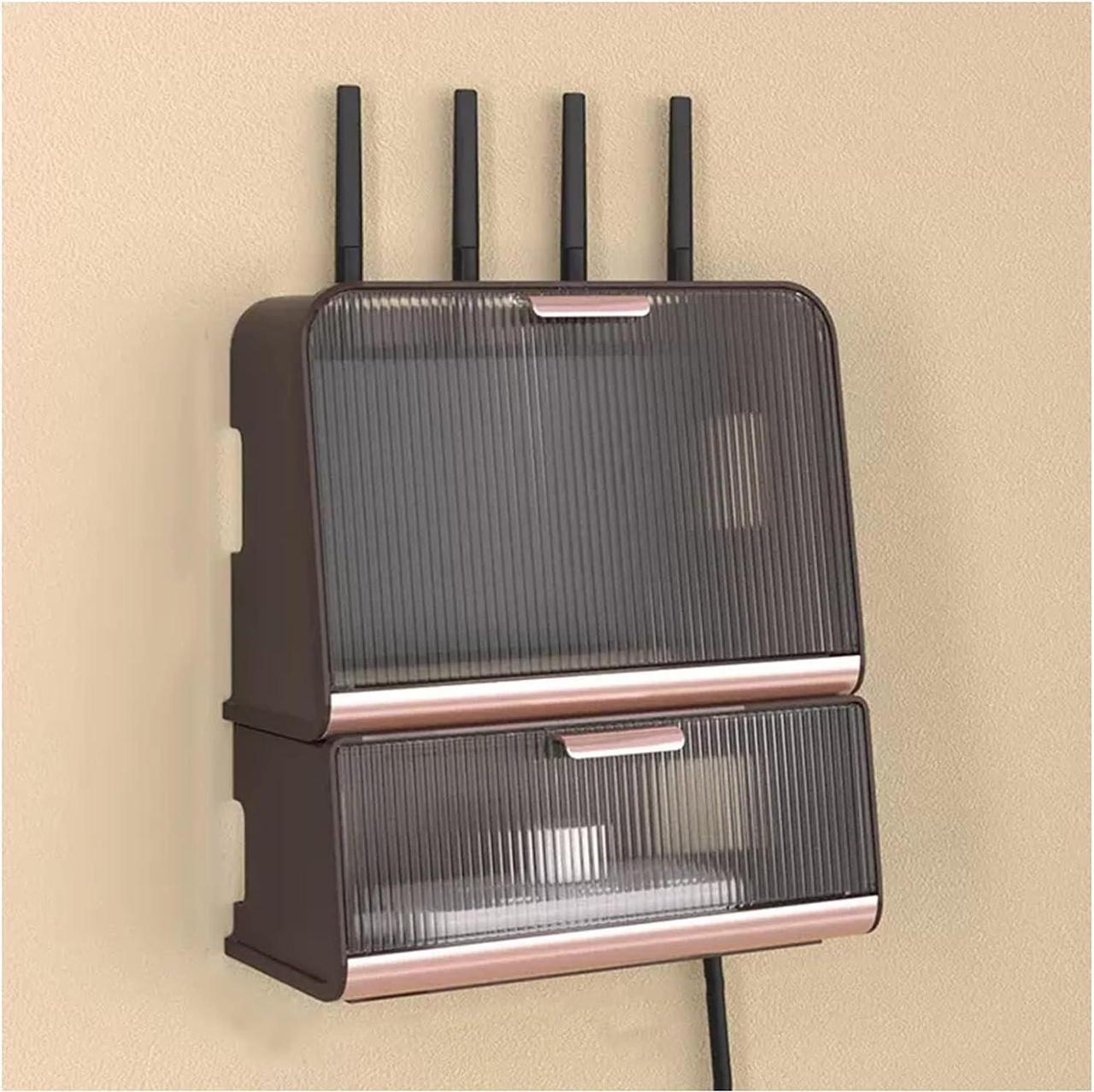 Main image of WiFi Storage Box, Wall Mounted WiFi Storage Box Cable Storage Box WiFi Router Storage Box Desktop for Storage of Wires Routers