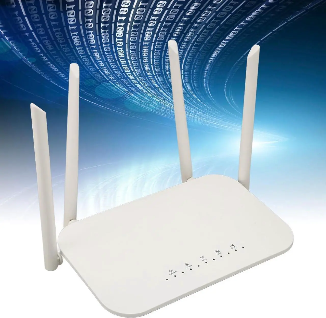 Alt view image 3 of 7 - 4G LTE CPE Router, 300Mbps High Sensitivity 100-240V 4 Antennas WiFi Hotspot Cat4 for Office for Europe (US Plug)