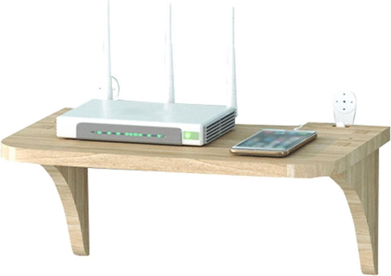 Main image of Floating Projector Shelf Rack Wood WiFi Router Shelf Wall Mount Holder TV Stand Wireless Router Storage Box Modem Cable Box Cover (Size : 48cm)