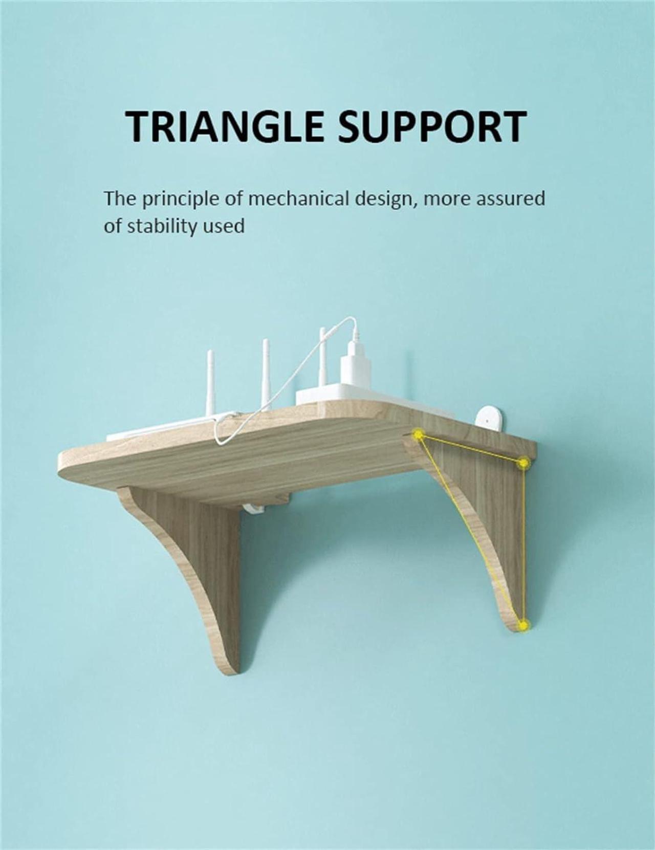 Alt view image 4 of 7 - Floating Projector Shelf Rack Wood WiFi Router Shelf Wall Mount Holder TV Stand Wireless Router Storage Box Modem Cable Box Cover (Size : 48cm)