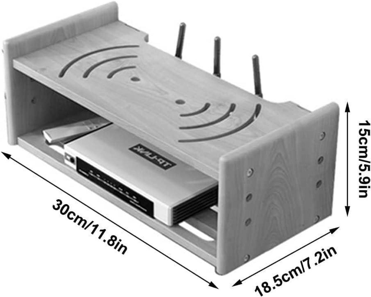 Alt view image 2 of 5 - LINGERIN Wireless Router Storage Box Router Fences Wall Shelf WiFi Router Storage Box Wireless WiFi Router Shelf Wall Mount Floating Shelf Desktop Storage Box (Color : White, Size : 30x18.5x15cm)