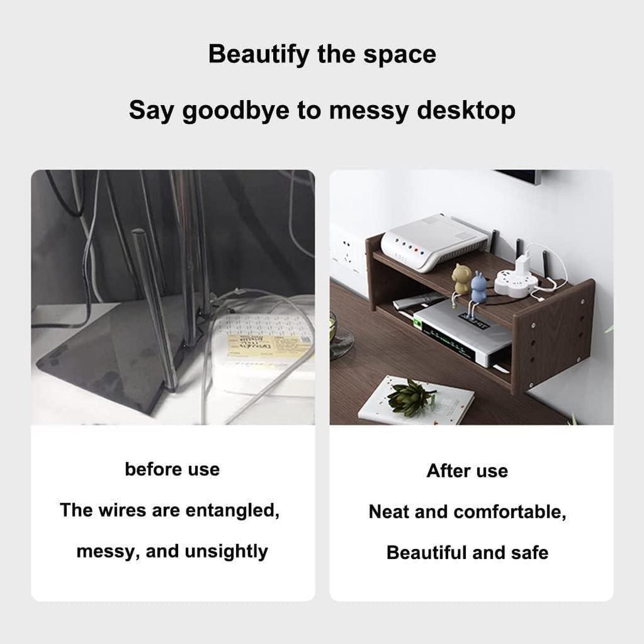 Alt view image 3 of 5 - LINGERIN Wireless Router Storage Box Router Fences Wall Shelf WiFi Router Storage Box Wireless WiFi Router Shelf Wall Mount Floating Shelf Desktop Storage Box (Color : White, Size : 30x18.5x15cm)