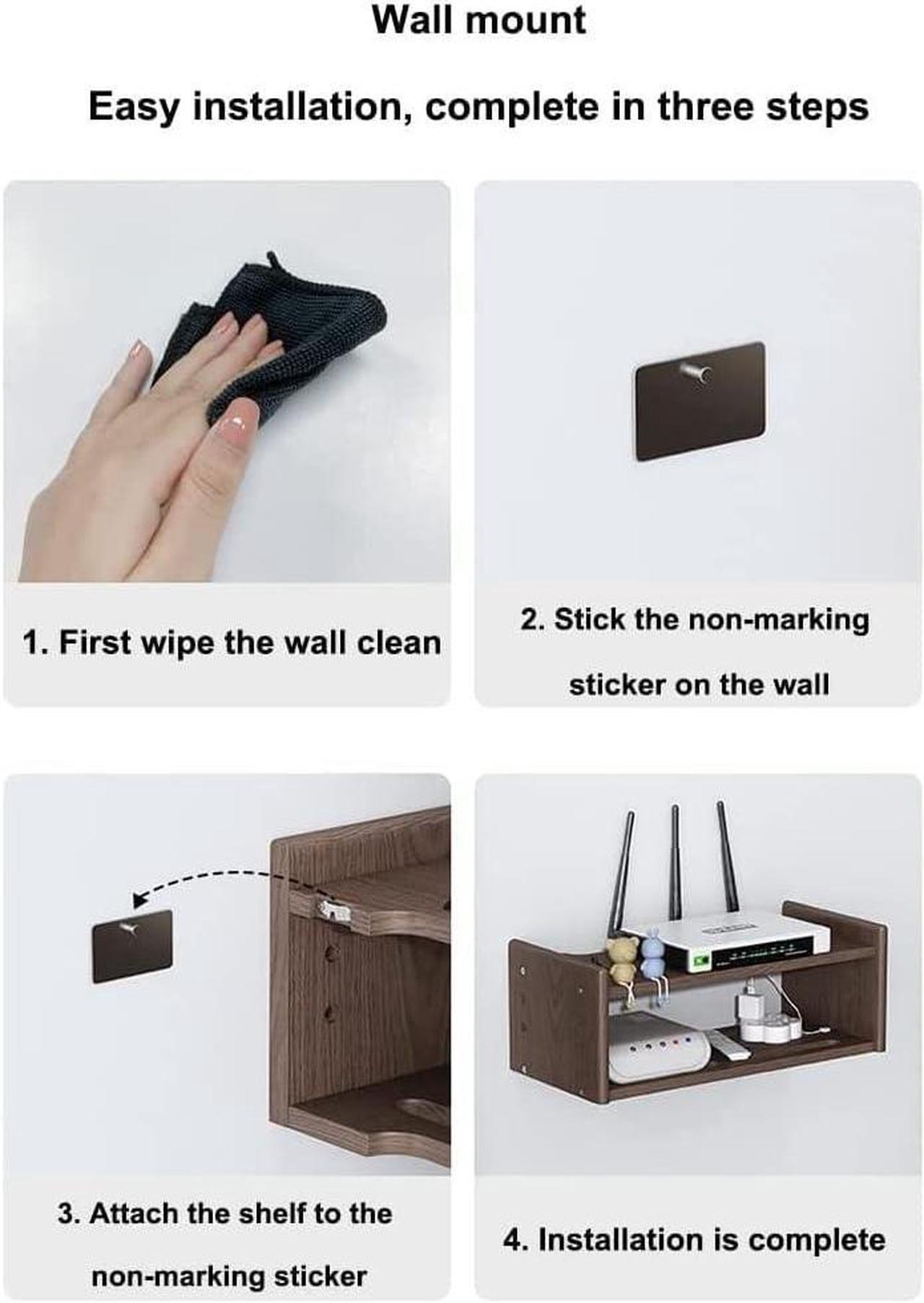 Alt view image 5 of 5 - LINGERIN Wireless Router Storage Box Router Fences Wall Shelf WiFi Router Storage Box Wireless WiFi Router Shelf Wall Mount Floating Shelf Desktop Storage Box (Color : White, Size : 30x18.5x15cm)