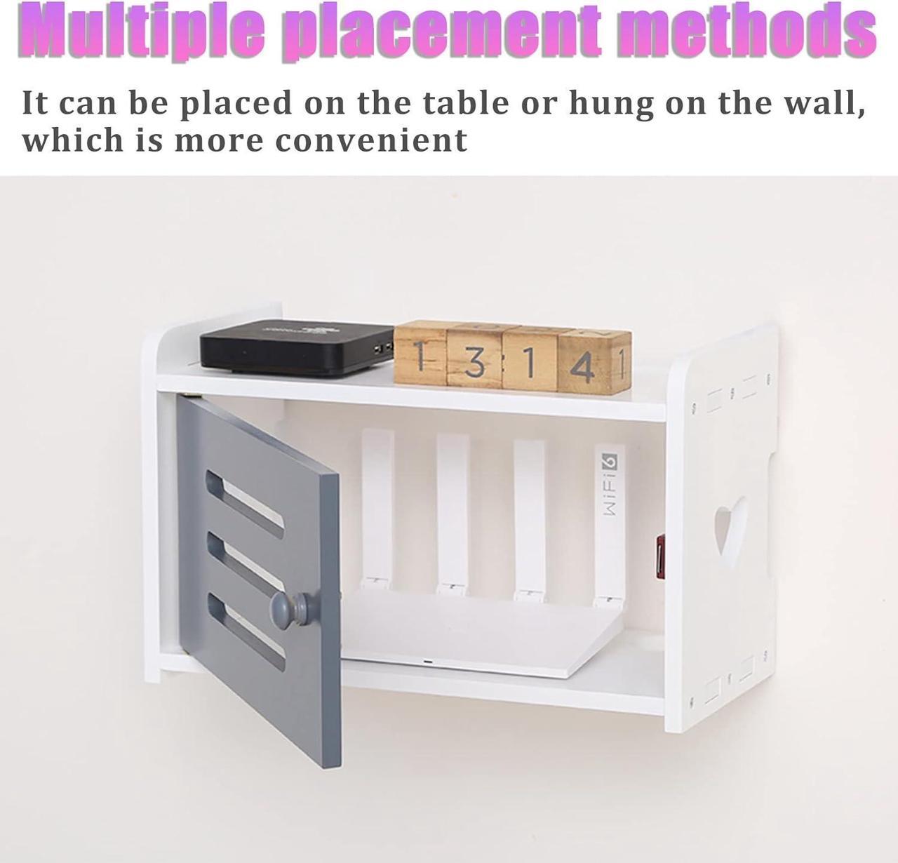 Alt view image 6 of 7 - Large Space Wireless Router Storage Box,Wall-Mounted Router Storage Box,Desktop Storage Box, Hidden Line Management Container, Office Desktop Manager (Color : Log Color-B)
