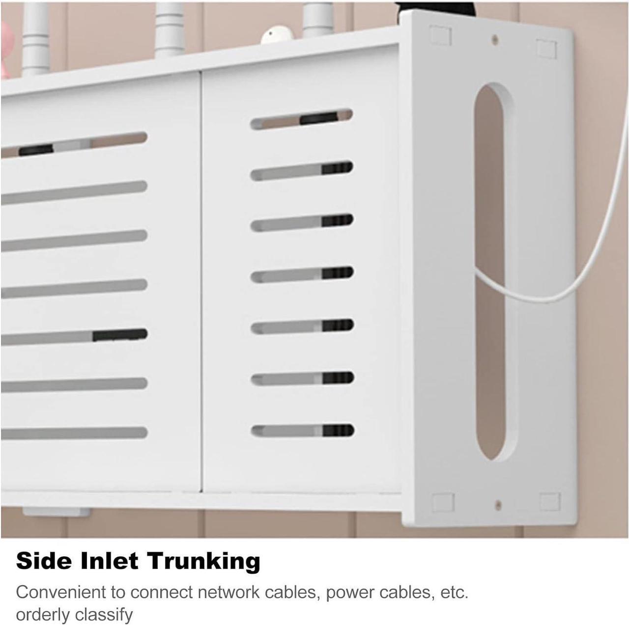 Alt view image 5 of 7 - Wall-Mounted Router Storage Box Network Set-top Box WiFi Router Fenches Router Organizer Desktop Storage Box (Color : White)