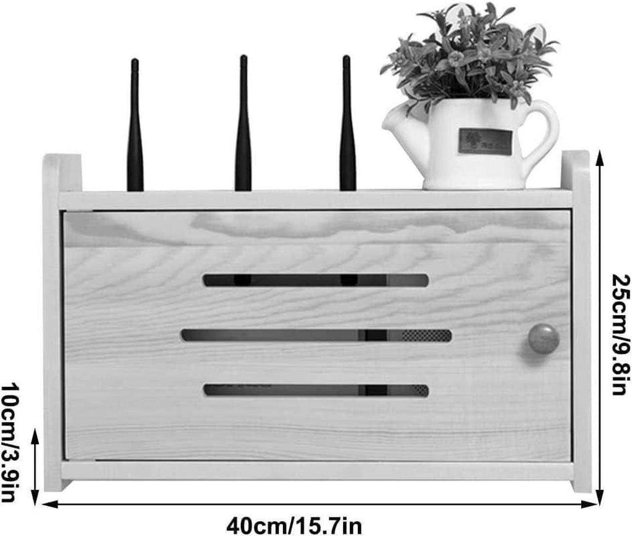Alt view image 3 of 7 - LINGERIN Wireless Router Storage Box Router Fences Network Set Top Box Wall Mounted Router Storage Box Plug Row Hub Board Finishing Desktop Storage Shelf (Color : Nutural-b, Size : 40x25x10cm)