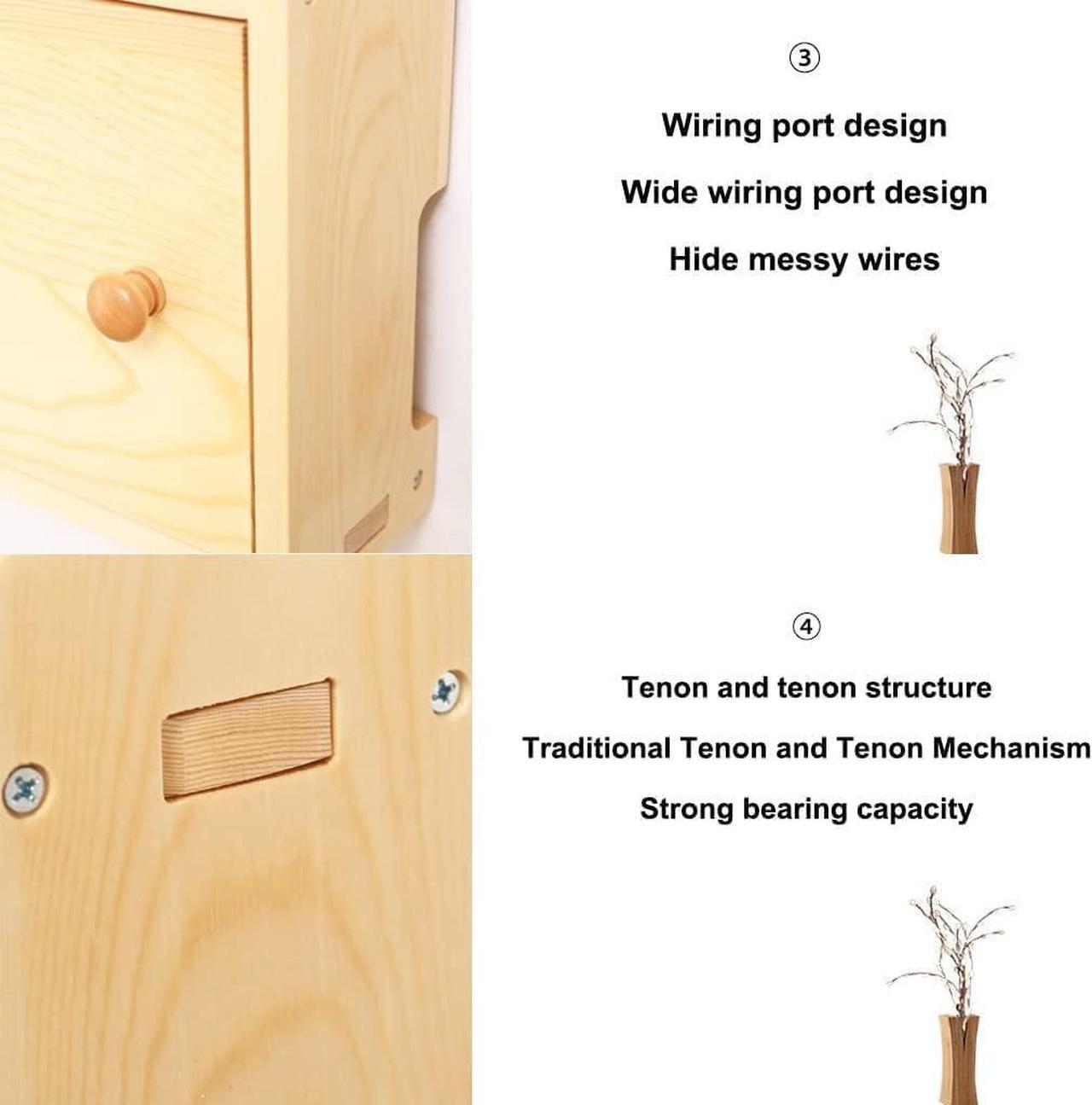 Alt view image 7 of 7 - LINGERIN Wireless Router Storage Box Router Fences Network Set Top Box Wall Mounted Router Storage Box Plug Row Hub Board Finishing Desktop Storage Shelf (Color : Nutural-b, Size : 40x25x10cm)